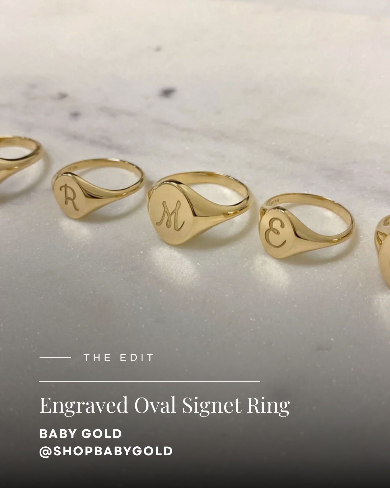 Baby Gold Engraved Oval Signet Ring