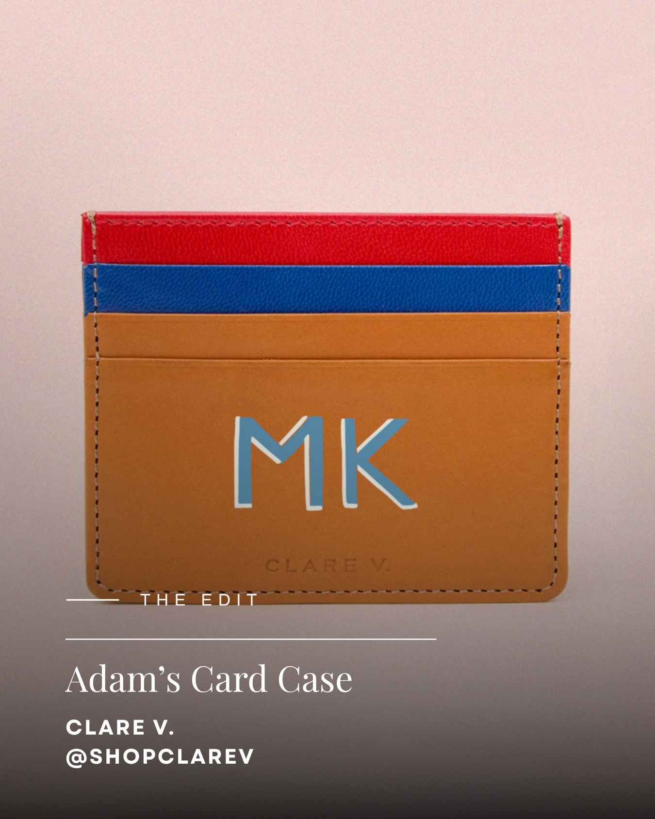 Clare V Hand-Painted Monogrammed Card Case