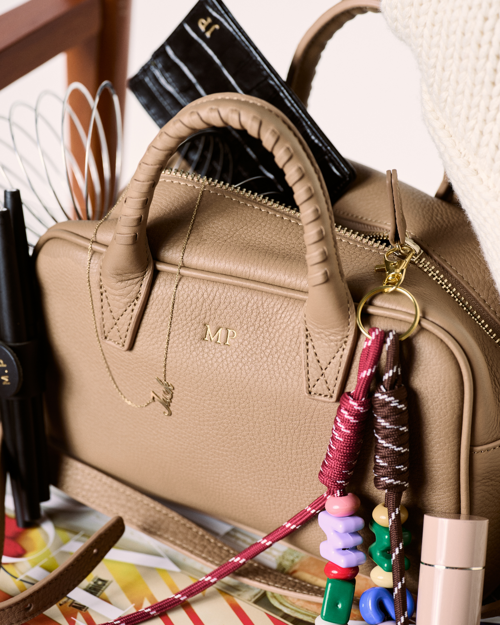 Leatherology Mini Park Satchel and Baby Gold Personalized Name Necklace