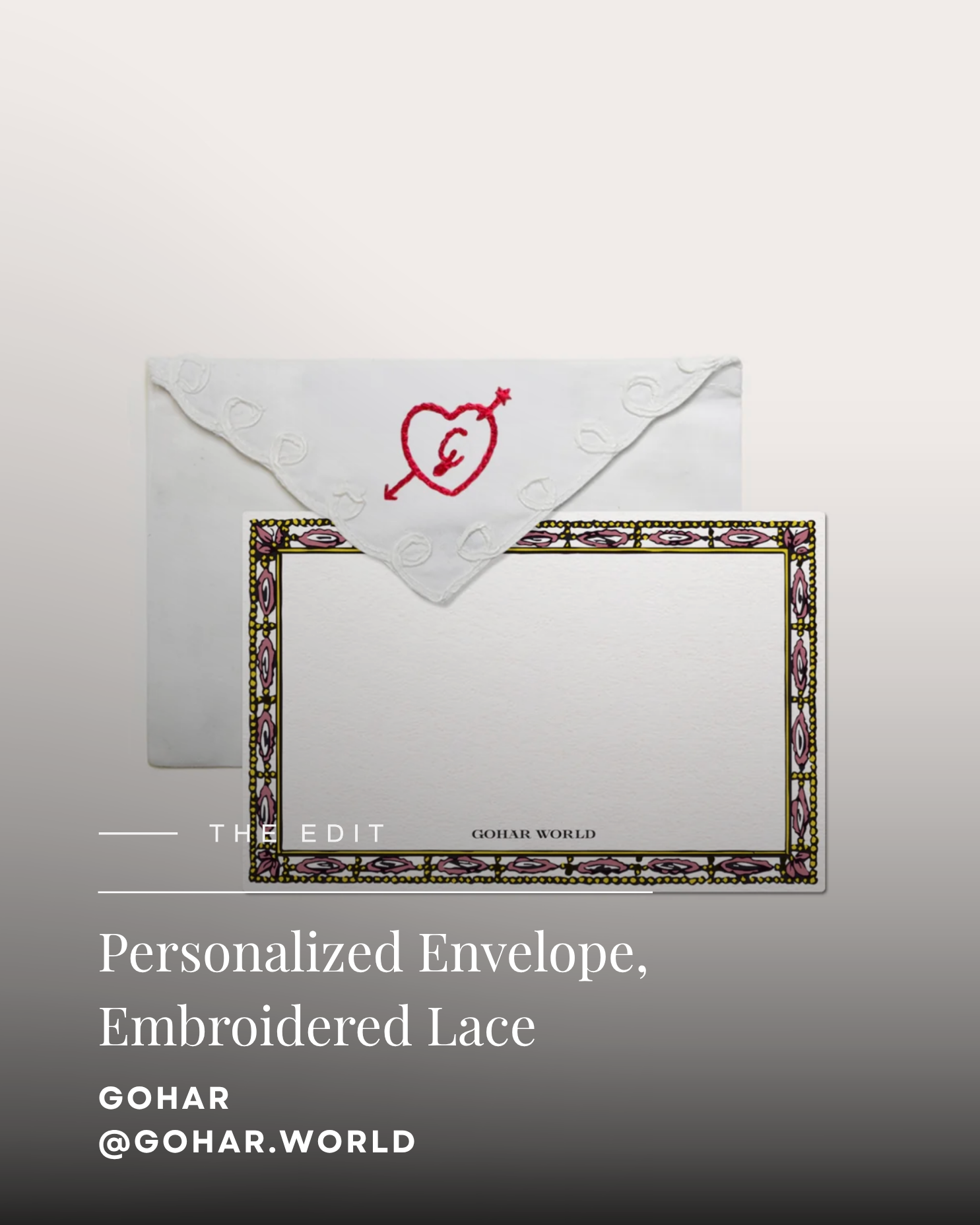 Personalized Envelope, Embroidered Lace from Gohar