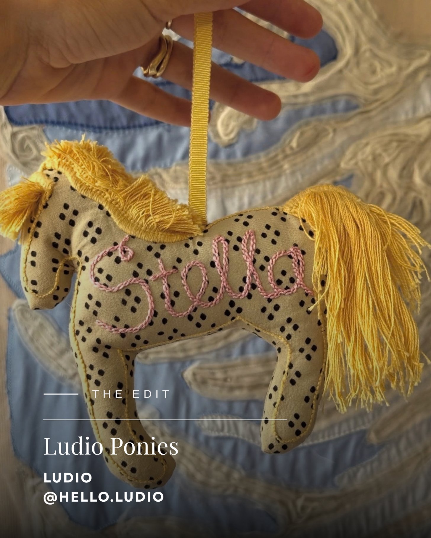 Ludio Handmade Pony ornament with a Name Embroidered